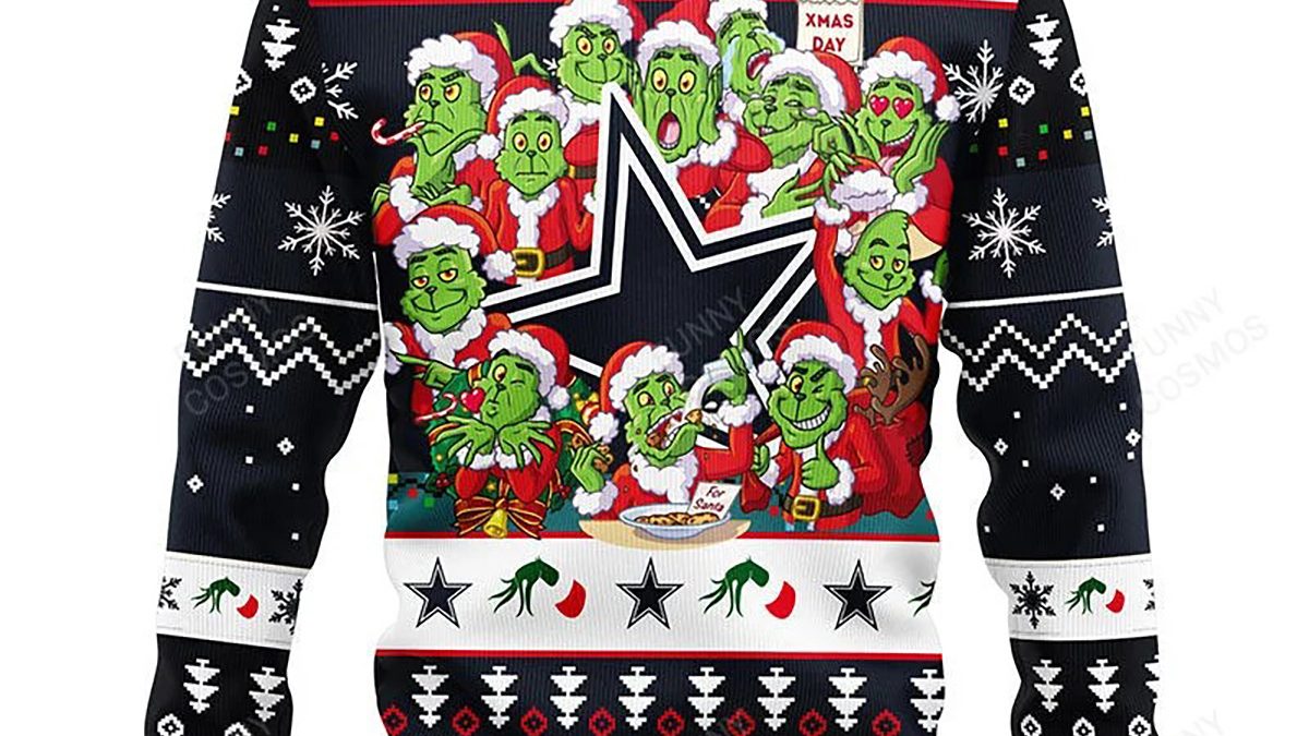 Dallas Cowboys Santa Claus Snowman Christmas Ugly Sweater - Growkoc