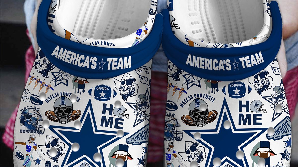 NFL Dallas Cowboys White Blue Design Crocs - Growkoc