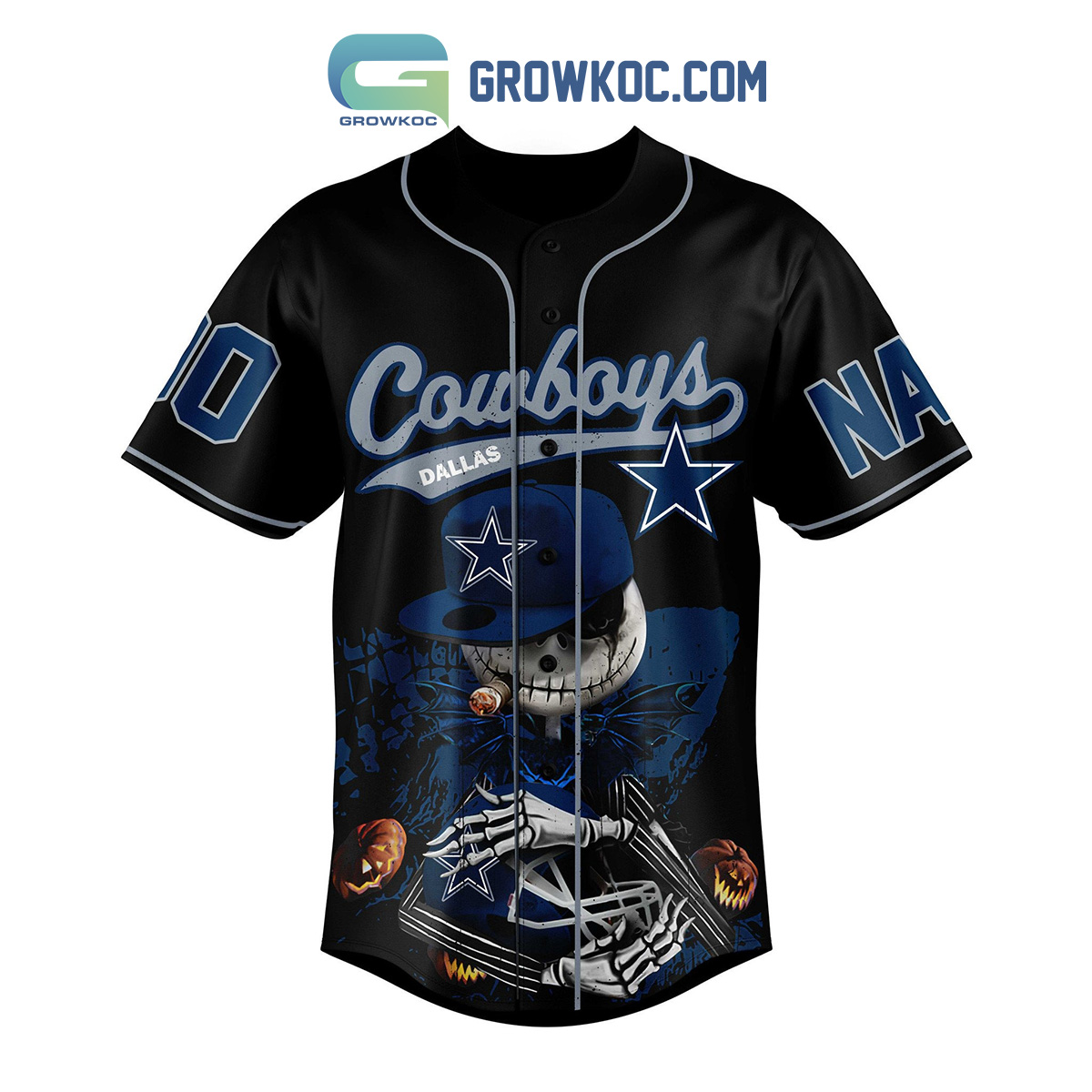 Dallas Cowboys NFL Fear The Cowboys Jack Skellington Halloween Personalized  Baseball Jersey - Growkoc