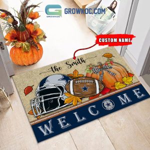 Dallas Cowboys NFL Welcome Fall Pumpkin Personalized Doormat