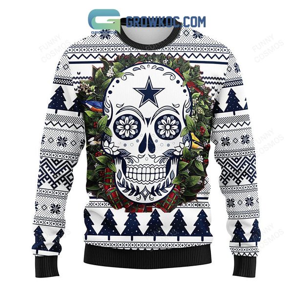 Dallas Cowboys Skull Flower Ugly Christmas Ugly Sweater