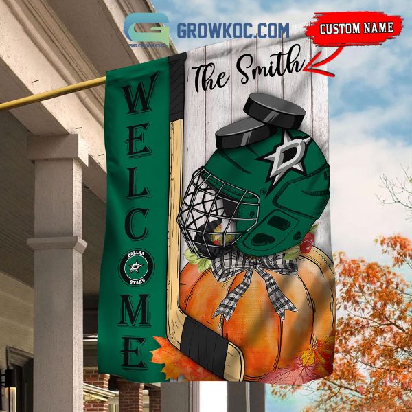 Dallas Stars NHL Welcome Fall Pumpkin Personalized House Garden Flag