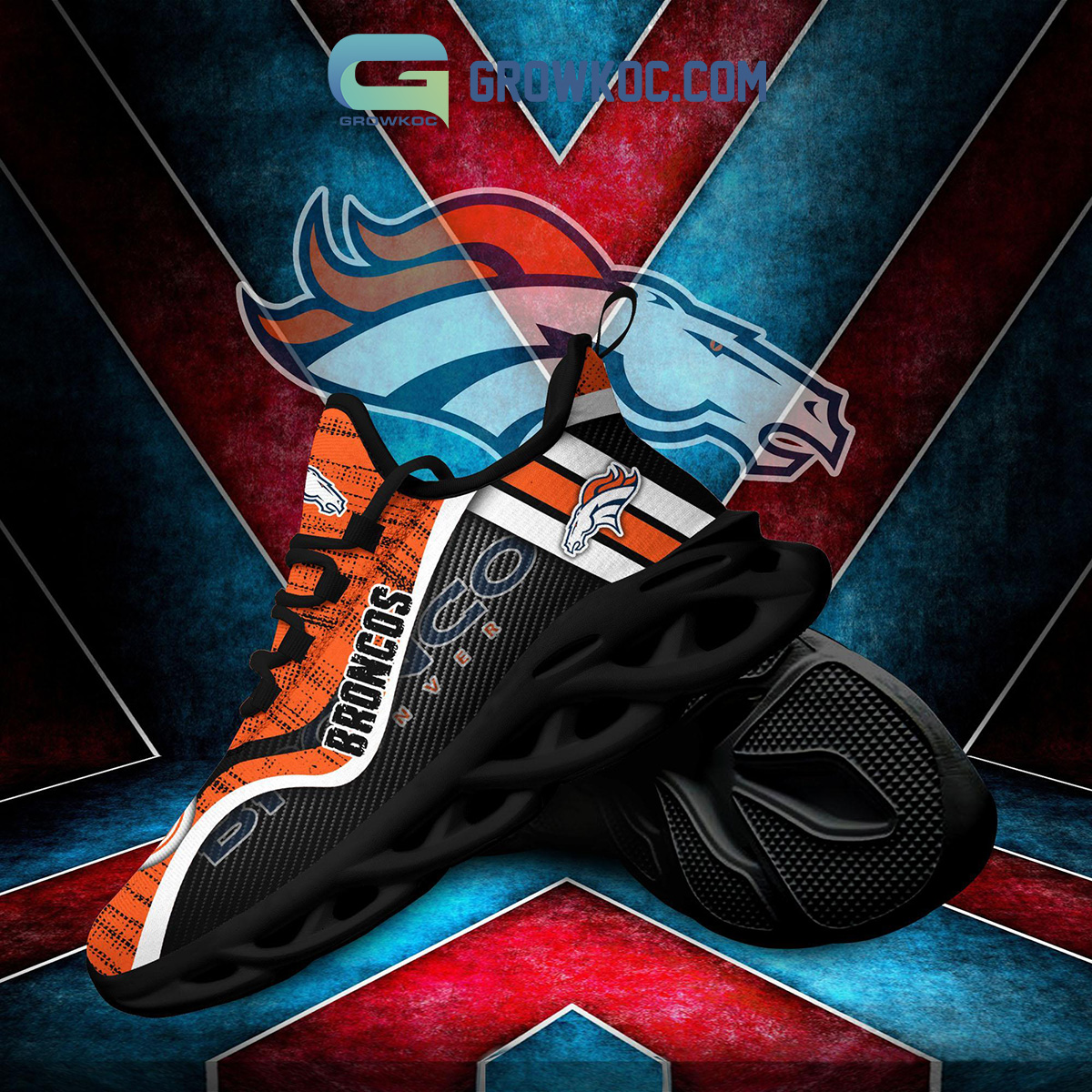 Denver Broncos NFL Shoes Max Soul Shoes For Men, Women - Freedomdesign