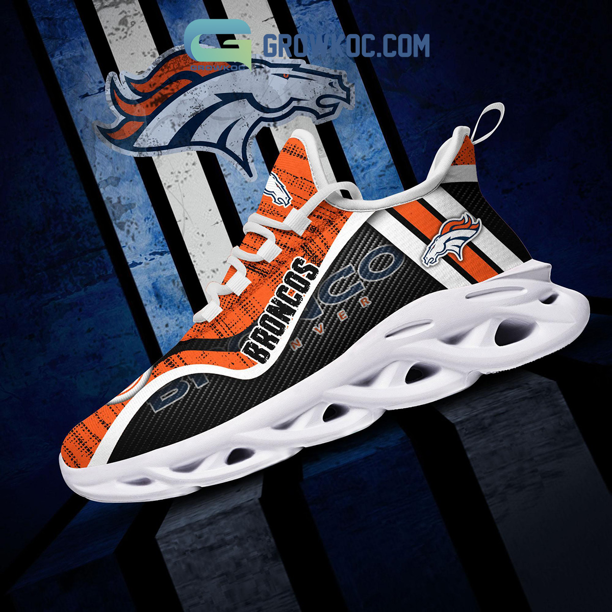 Denver Broncos NFL Clunky Sneakers Max Soul Shoes - Growkoc