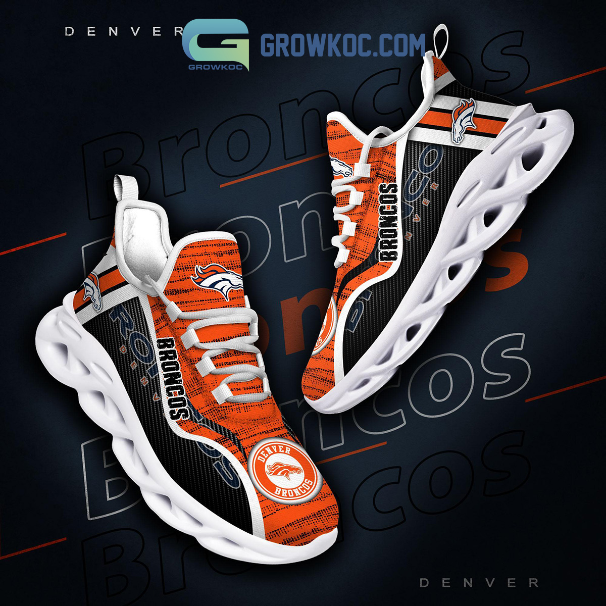 Denver Broncos NFL Striped Style Special Max Soul Shoes Running Sneakers  For Men And Women - YesItCustom