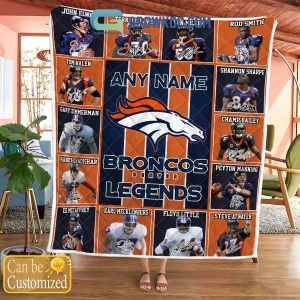 Denver Broncos NFL Legends In History Personalized Fleece Blanket Quilt