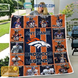 Denver Broncos NFL Legends In History Personalized Fleece Blanket Quilt