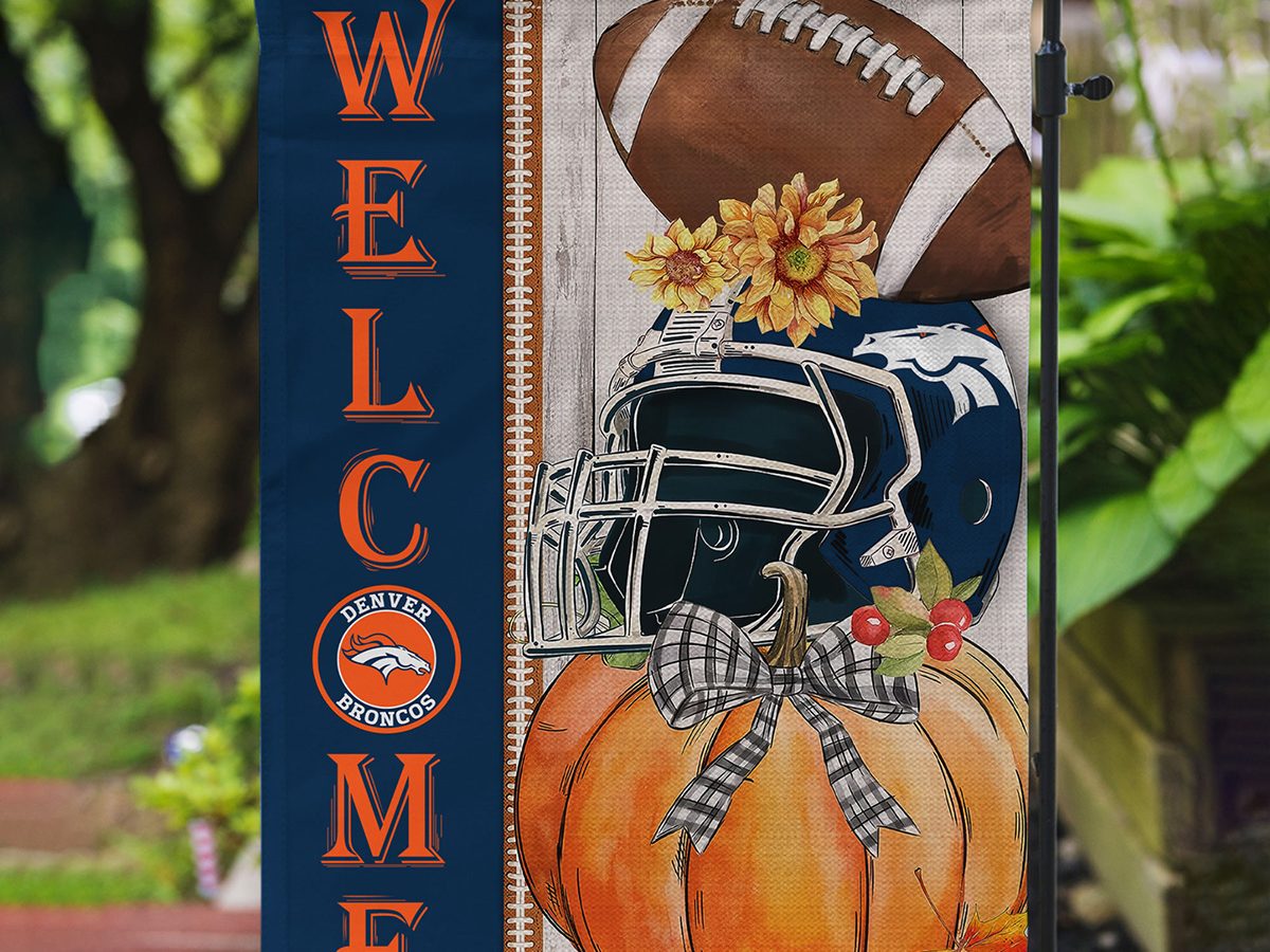 Denver Broncos NFL Welcome Fall Pumpkin Personalized House Garden Flag -  Growkoc