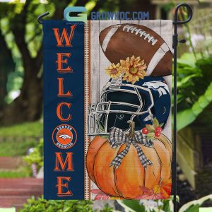 Denver Broncos NFL Welcome Fall Pumpkin Personalized House Garden Flag