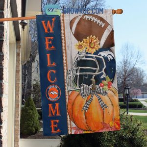 Denver Broncos NFL Welcome Fall Pumpkin Personalized House Garden Flag