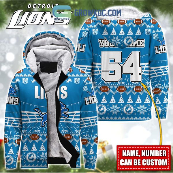 Detroit Lions NFL Christmas Personalized Hoodie Zipper Fleece Jacket