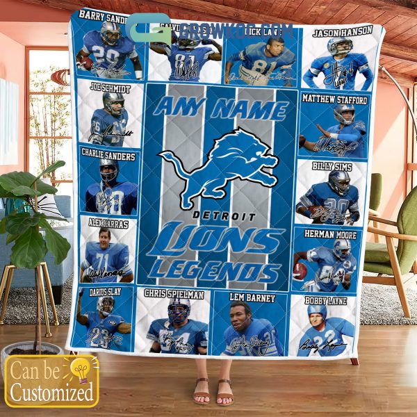 Detroit Lions NFL Legends In History Personalized Fleece Blanket Quilt