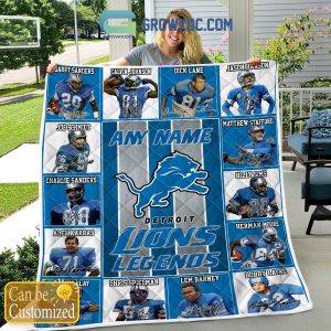 Detroit Lions NFL Legends In History Personalized Fleece Blanket Quilt