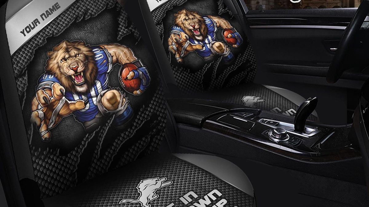 Detroit Lions Car Seat Covers Custom US Flag Style