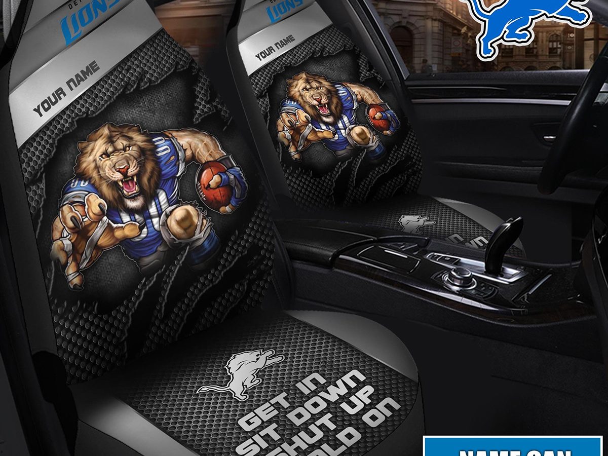 Detroit Lions Head Rest Cover