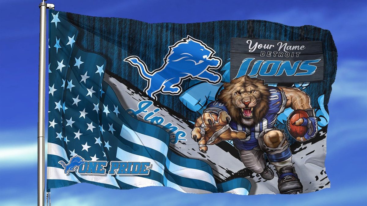 Detroit Lions High Top Shoes Custom American Flag Sneakers