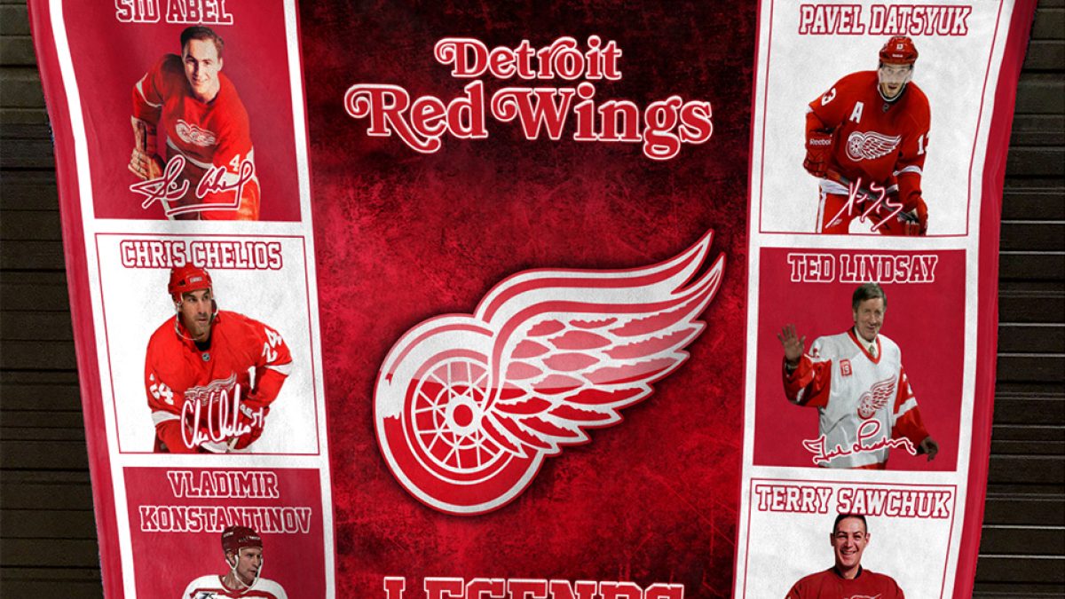 Detroit Red Wings NHL Legends In History Fleece Blanket Quilt - Growkoc