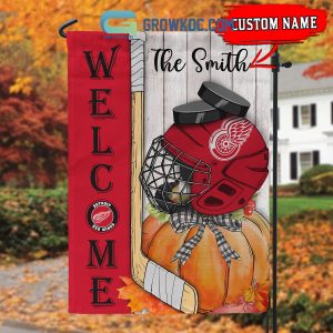 Detroit Red Wings NHL Welcome Fall Pumpkin Personalized House Garden Flag