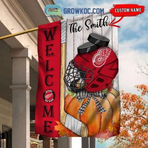Detroit Red Wings NHL Welcome Fall Pumpkin Personalized House Garden Flag