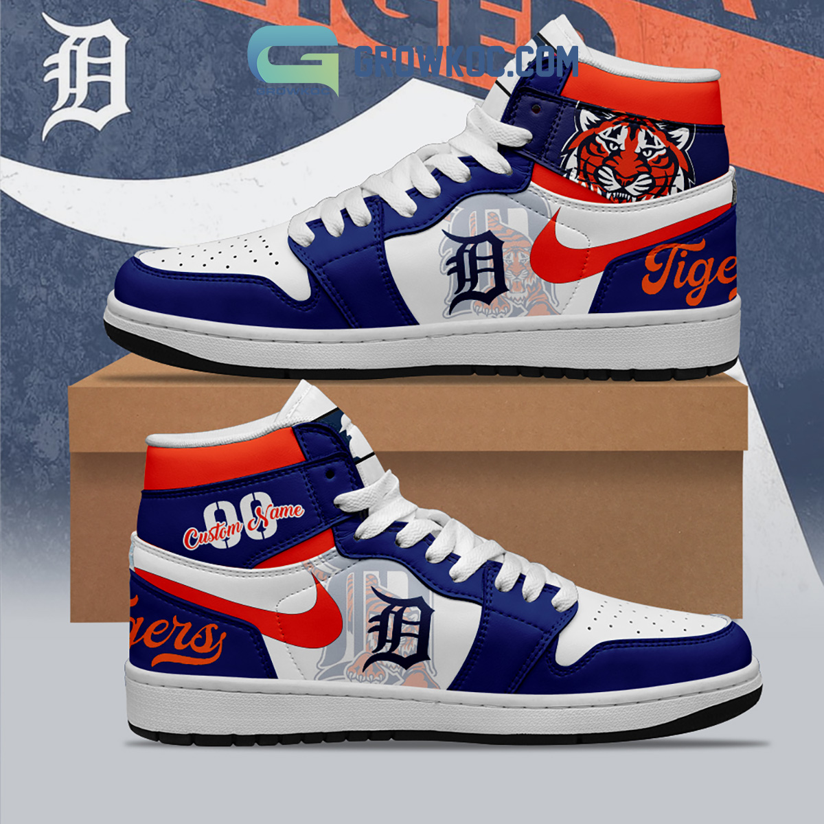 Detroit Tigers MLB Personalized Air Jordan 1 Shoes - Growkoc