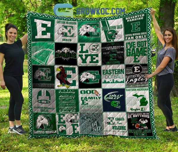 Eastern Michigan Eagles NCAA Collection Design Fleece Blanket Quilt