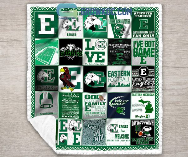 Eastern Michigan Eagles NCAA Collection Design Fleece Blanket Quilt