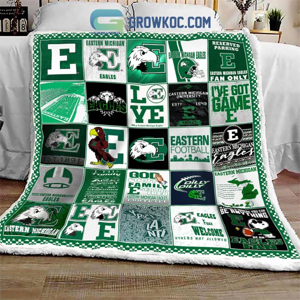 Eastern Michigan Eagles NCAA Collection Design Fleece Blanket Quilt