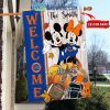 Florida State Seminoles NCAA Disney Mickey Minnie Welcome Fall Pumpkin Personalized House Garden Flag