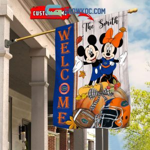 Florida Gators NCAA Disney Mickey Minnie Welcome Fall Pumpkin Personalized House Garden Flag