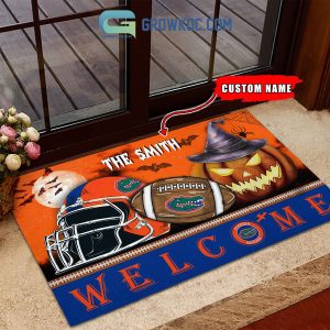 Florida Gators NCAA Football Welcome Halloween Personalized Doormat