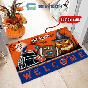 Florida Gators NCAA Football Welcome Halloween Personalized Doormat