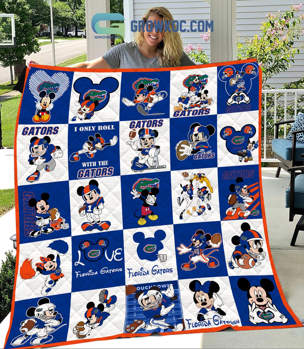 Florida Gators NCAA Mickey Disney Fleece Blanket Quilt - Growkoc