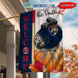 Florida Panthers NHL Welcome Fall Pumpkin Personalized House Garden Flag