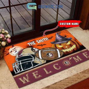 Florida State Seminoles NCAA Football Welcome Halloween Personalized Doormat