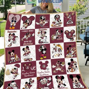 Florida State Seminoles NCAA Mickey Disney Fleece Blanket Quilt