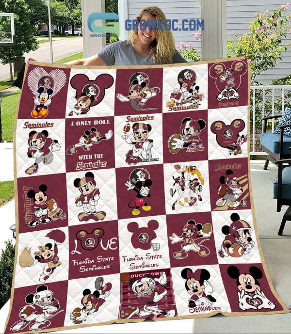 Florida State Seminoles NCAA Mickey Disney Fleece Blanket Quilt