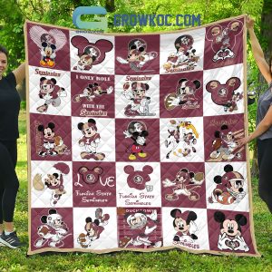 Florida State Seminoles NCAA Mickey Disney Fleece Blanket Quilt