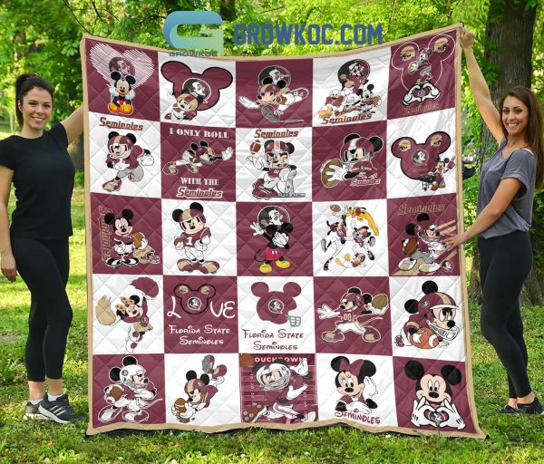 Florida State Seminoles NCAA Mickey Disney Fleece Blanket Quilt