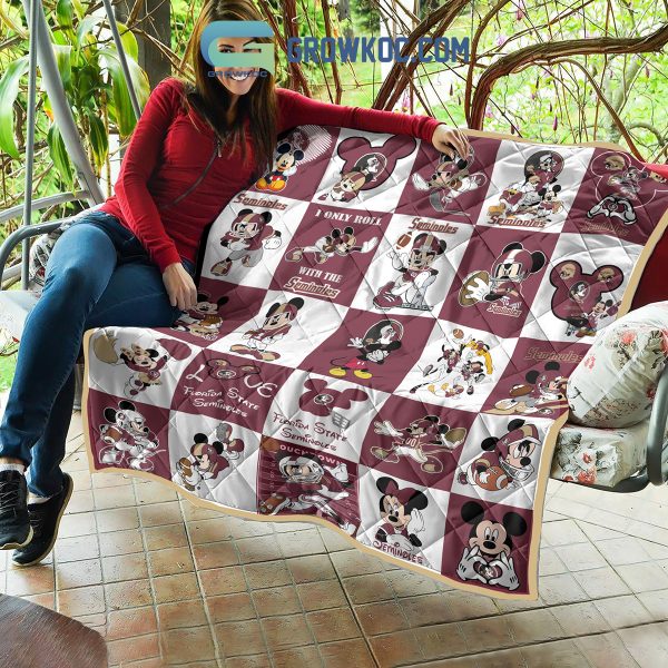 Florida State Seminoles NCAA Mickey Disney Fleece Blanket Quilt