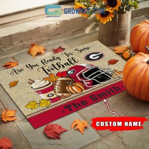 Georgia Bulldogs NCAA Fall Pumpkin Are You Ready For Some Football Personalized Doormat
