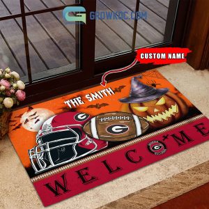 Georgia Bulldogs NCAA Football Welcome Halloween Personalized Doormat