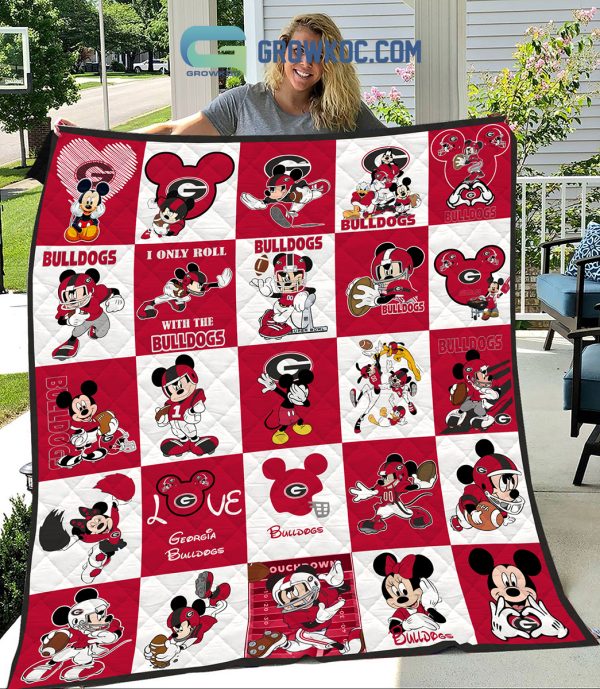 Georgia Bulldogs NCAA Mickey Disney Fleece Blanket Quilt