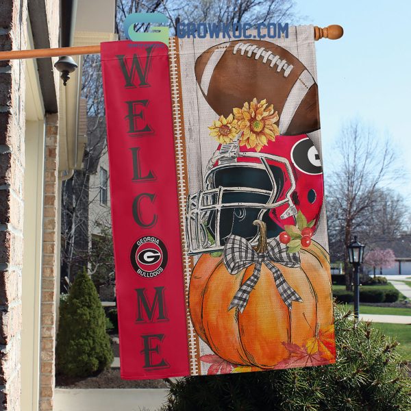 Georgia Bulldogs NCAA Welcome Fall Pumpkin House Garden Flag