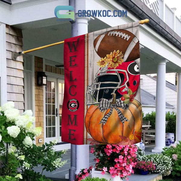 Georgia Bulldogs NCAA Welcome Fall Pumpkin House Garden Flag