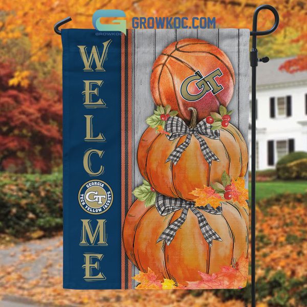 Georgia Tech Yellow Jackets NCAA Basketball Welcome Fall Pumpkin House Garden Flag