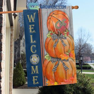 Georgia Tech Yellow Jackets NCAA Basketball Welcome Fall Pumpkin House Garden Flag