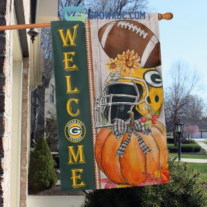 Green Bay Packers NFL Welcome Fall Pumpkin Personalized House Garden Flag