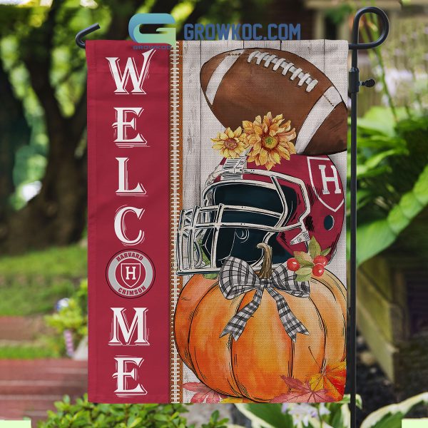 Harvard Crimson NCAA Welcome Fall Pumpkin House Garden Flag