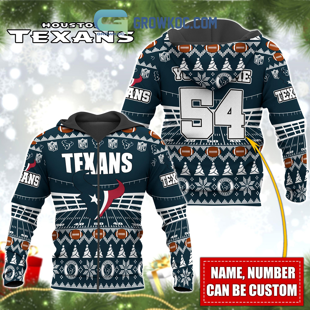 NFL Houston Texans Christmas AOP Cosy Knitted Sweater For Fans - YesItCustom