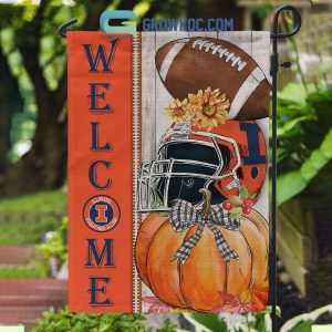 Illinois Fighting Illini NCAA Welcome Fall Pumpkin House Garden Flag